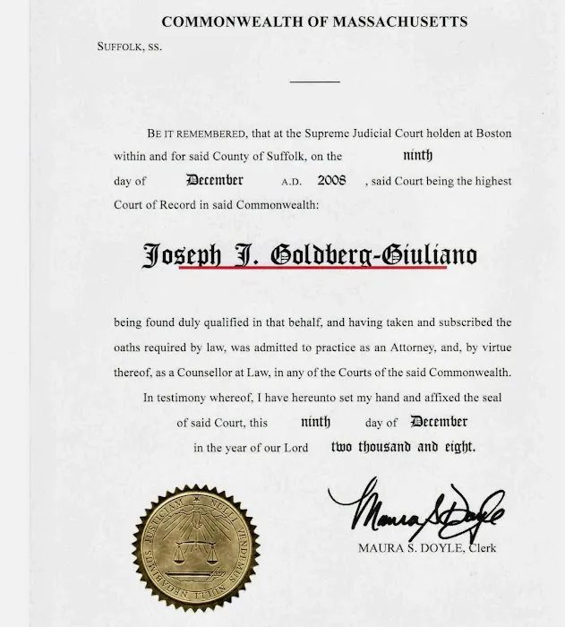 Joseph J. Goldberg-Giuliano, Attorney at Law 5